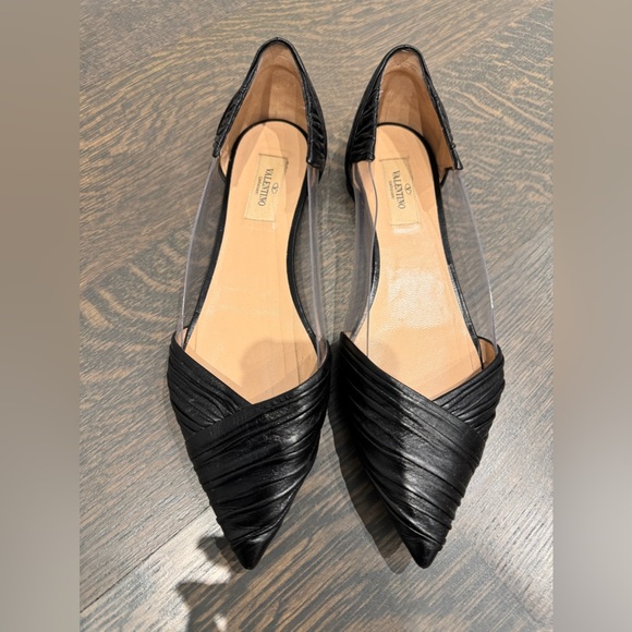 Authentic Valentino Garavani Leather & PVC Flats – Black – Size 40 - Picture 2 of 10